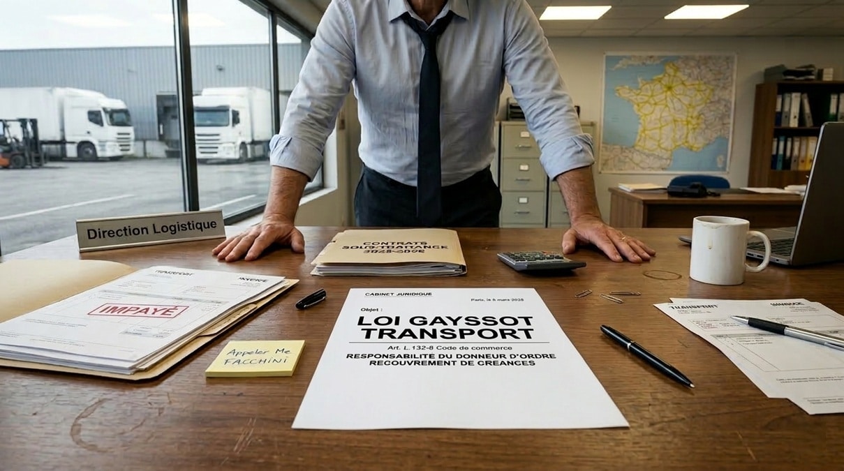 Directeur logistique consultant une mise en demeure : Loi Gayssot Transport, responsabilité du donneur d'ordre, recouvrement de créances